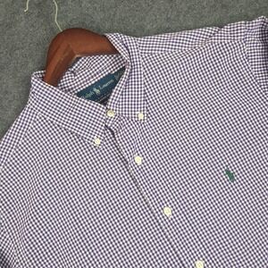 Ralph Lauren Classic Fit Gingham Button Down Shirt‎ Purple XL Tall